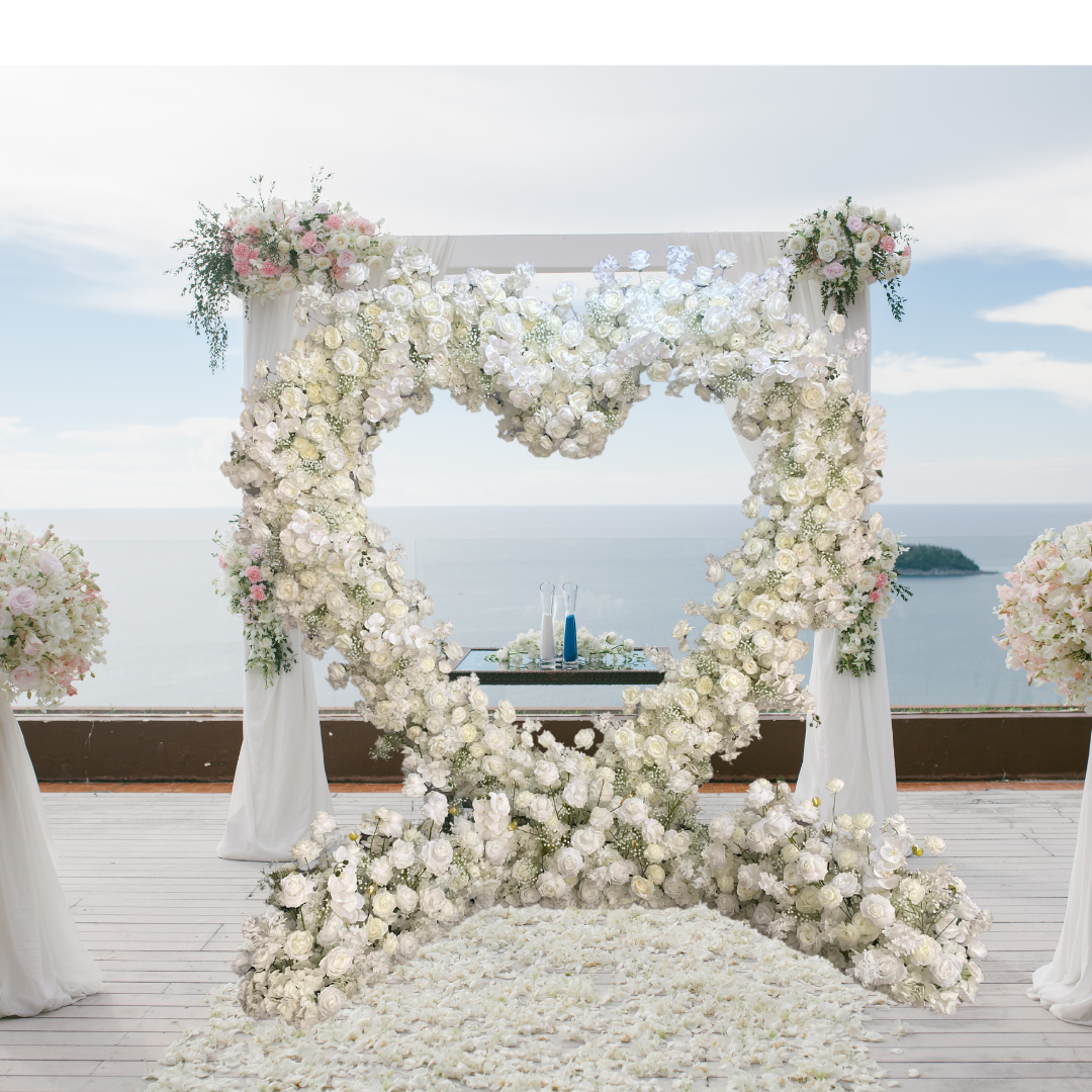 Luxury Ivory White Freestanding Multi-Floral Heart With Stand