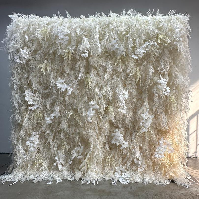 5D Luxury Faux White Pampas Wall - Cloth Backed