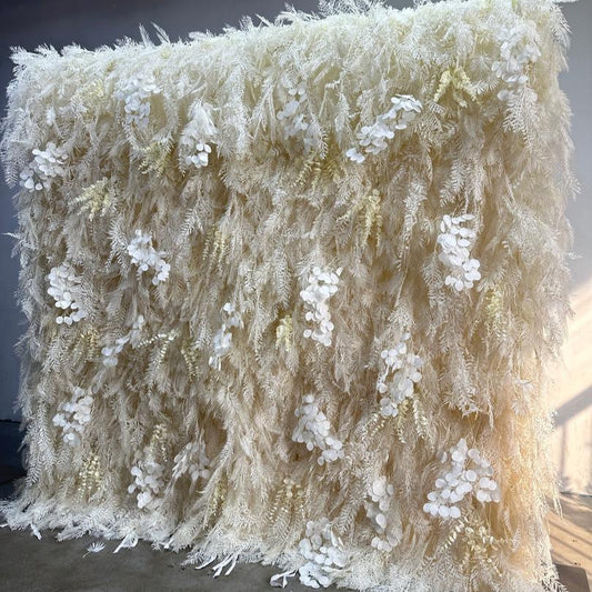 5D Luxury Faux White Pampas Wall - Cloth Backed