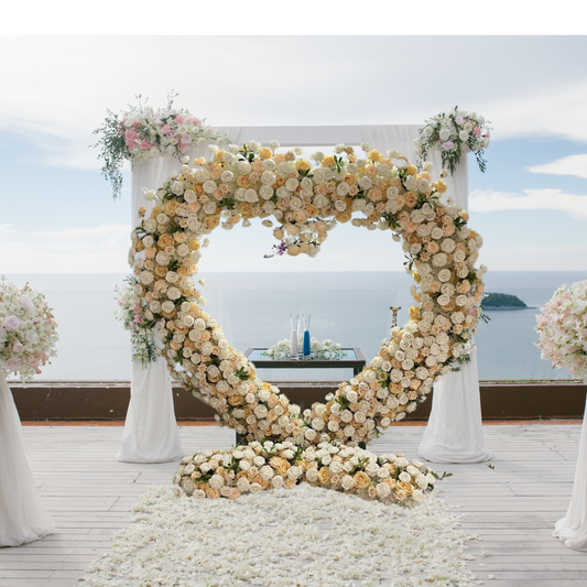 Luxury Champagne Rose Freestanding Heart With Stand