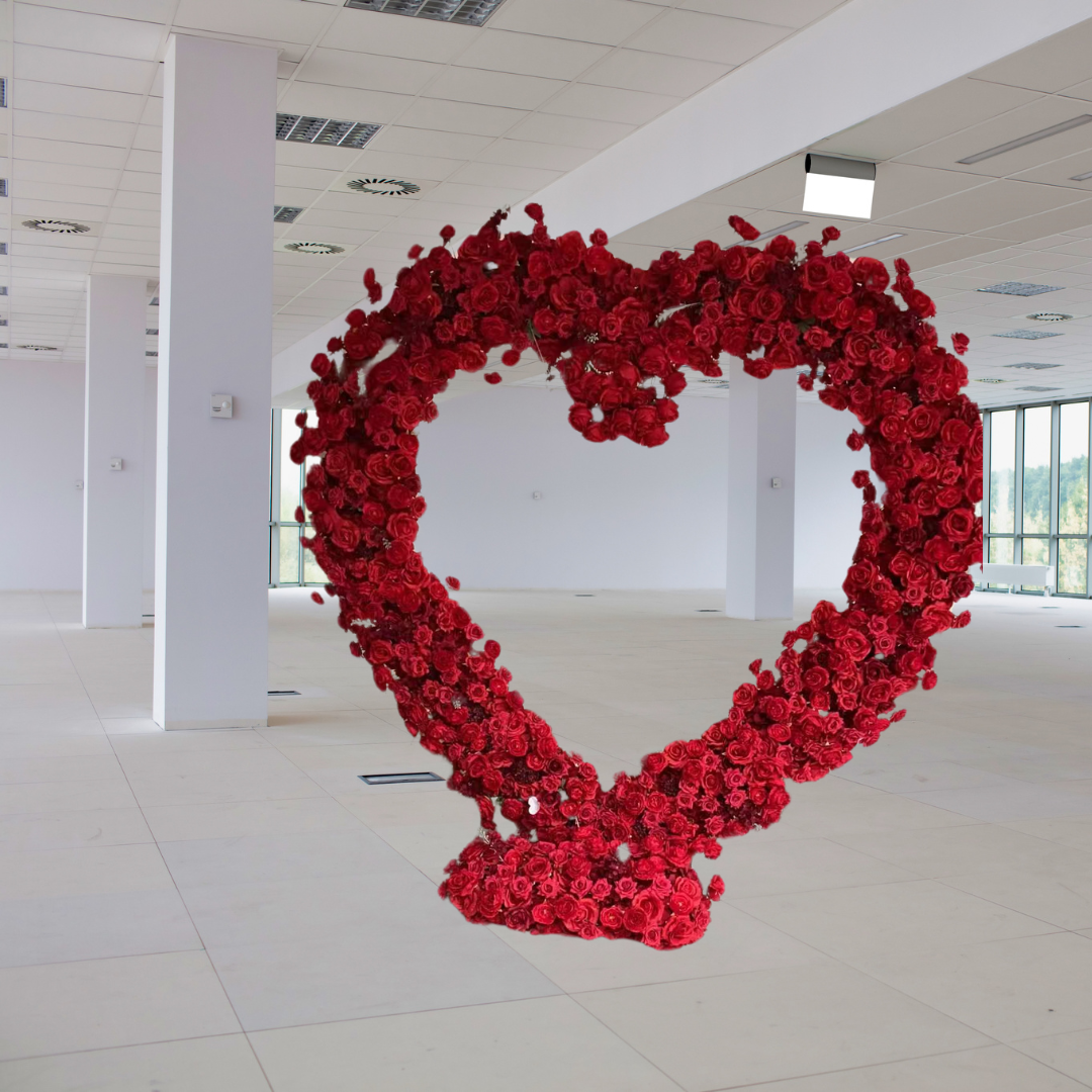 Luxury Deep Red Rose Freestanding Heart With Stand