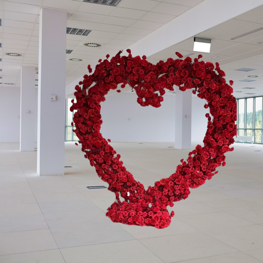 Luxury Deep Red Rose Freestanding Heart With Stand