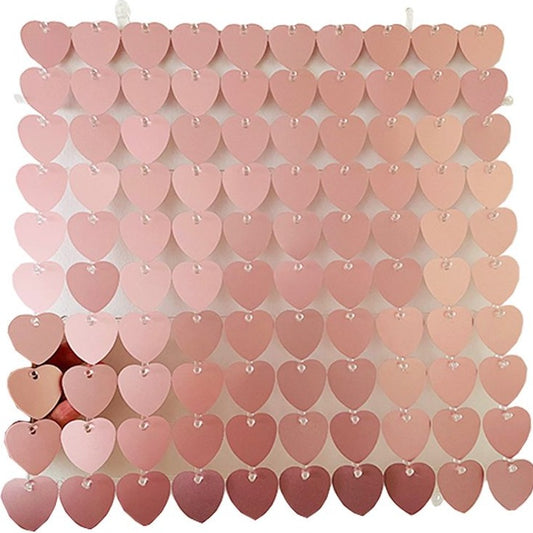 Blush Pink Love Heart Shaped Sequin Wall