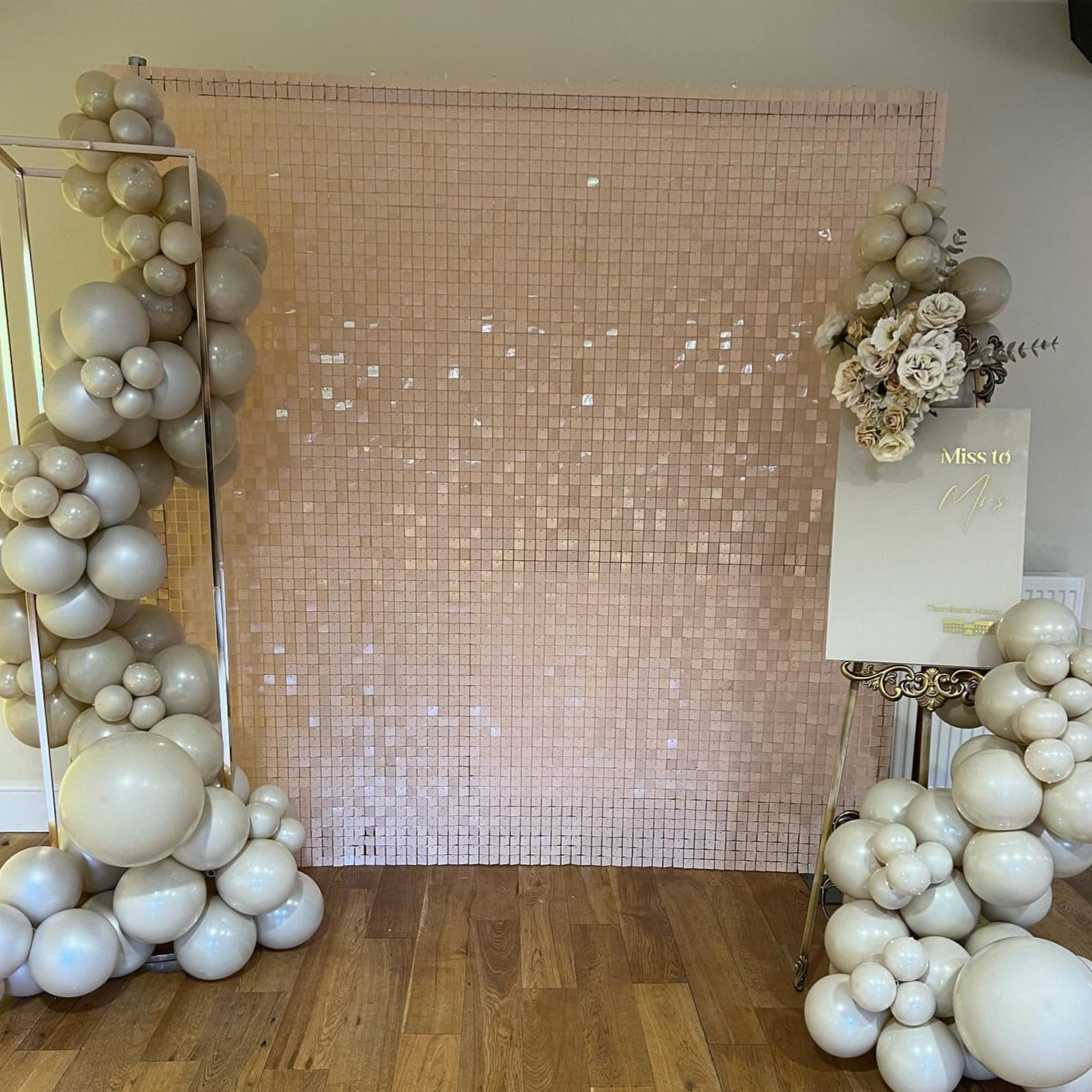 Blush Nude Double Layered Sequin Wall