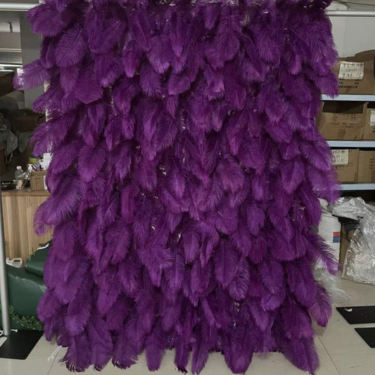 5D Luxury Royal Purple Feather Wall - Cloth Backed