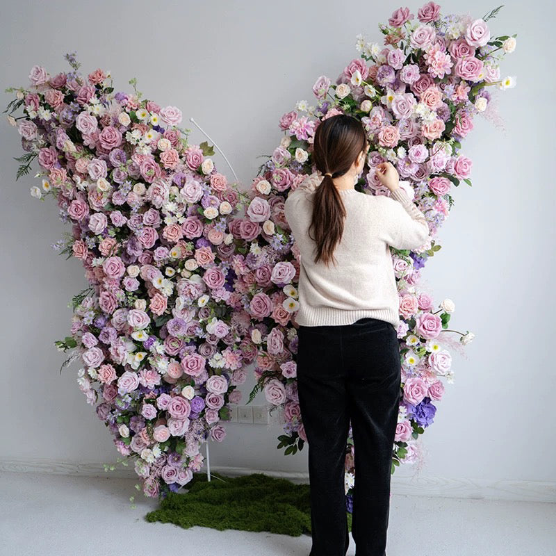 Blush Rose & Greenery Flower Wall Butterfly