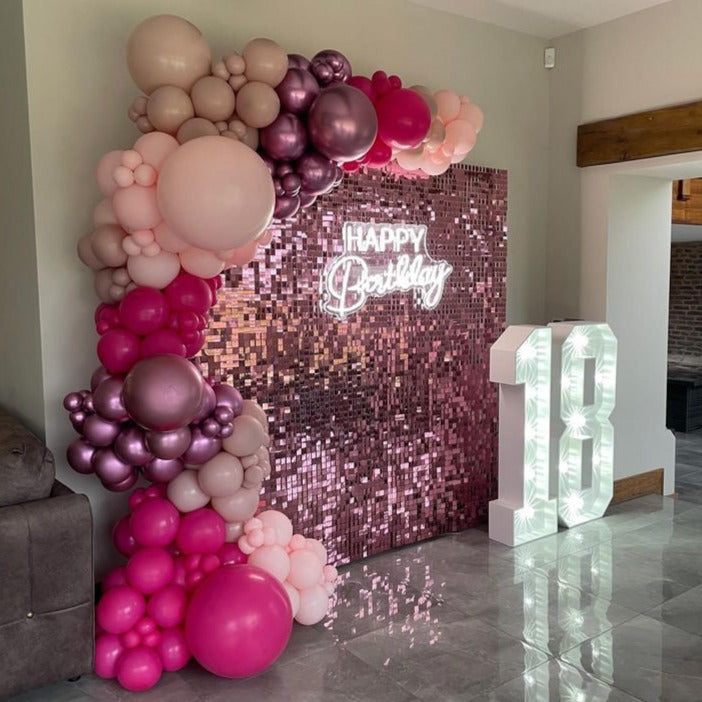 Light Hot Pink Shiny Sequin Wall - 49 Panels