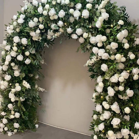 White Rose Floral & Thick Foliage Arch Backdrop - 2.1m
