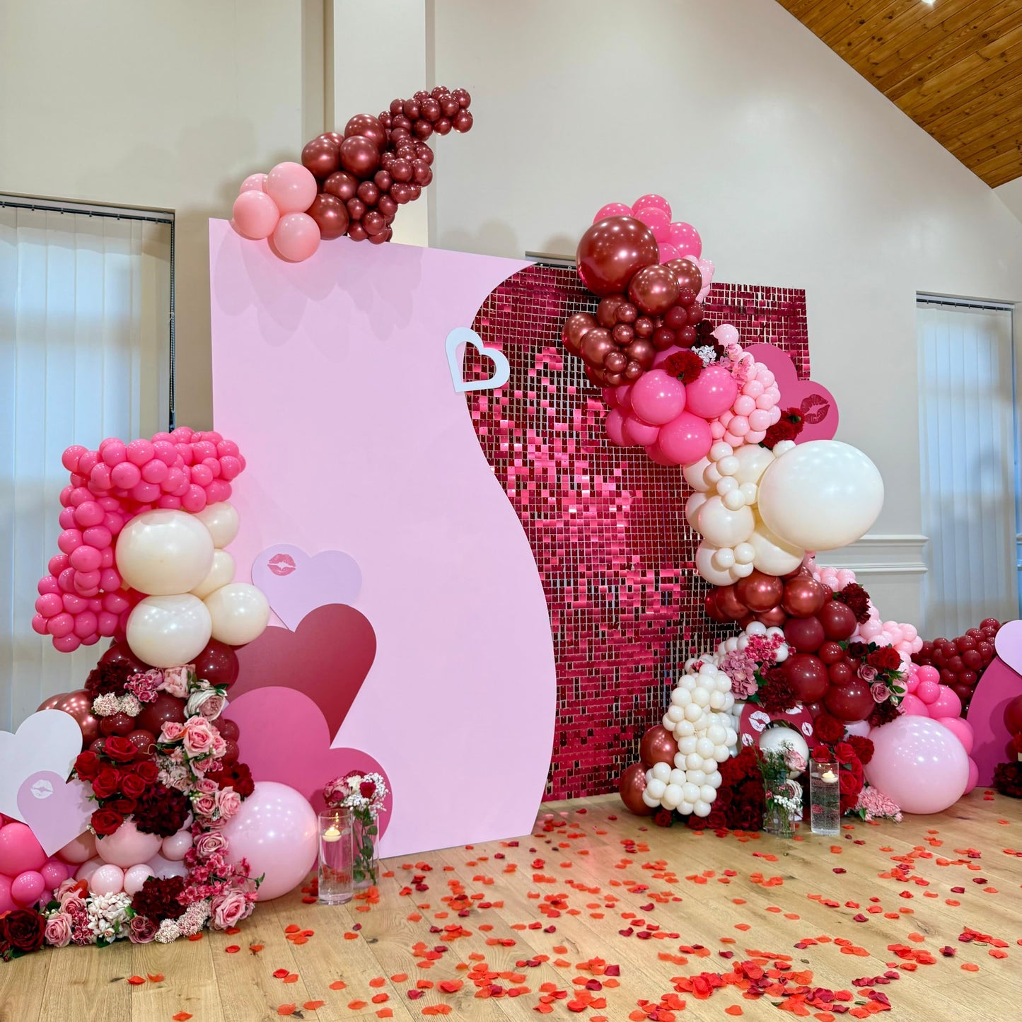 'Wine' Red Matte Sequin Wall - 49 Panels