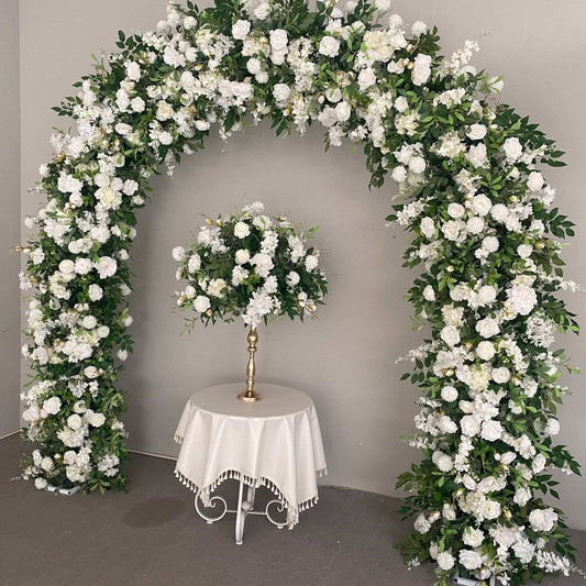 White Rose Floral & Foliage Arch Backdrop - 2.4m