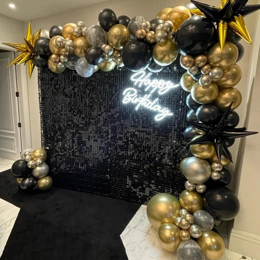 Black Shiny Sequin Wall - In Stock