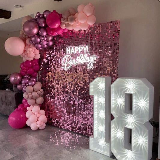 Light Hot Pink Shiny Sequin Wall - 49 Panels