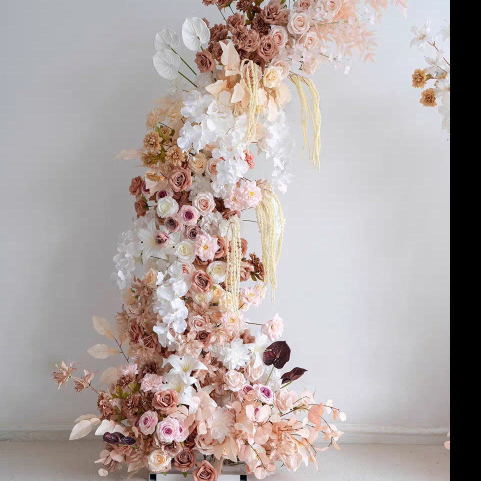 Rose & Orchid Neutral & Pastel Floral Pillars – 1.8m & 2.2m