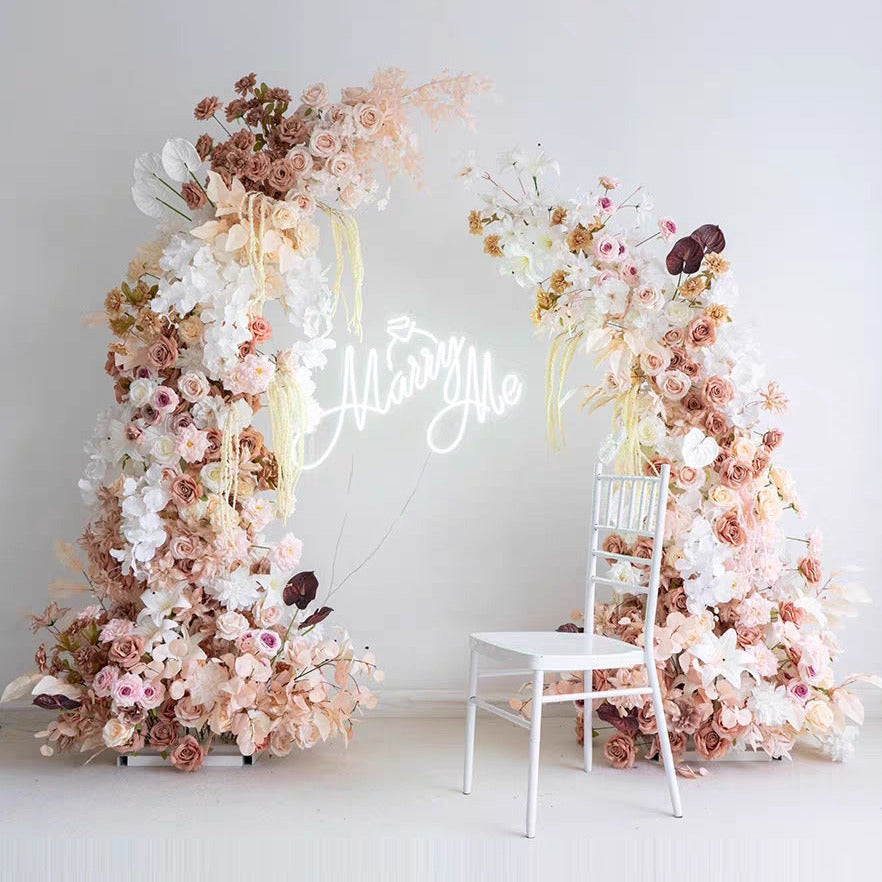 Rose & Orchid Neutral & Pastel Floral Pillars – 1.8m & 2.2m