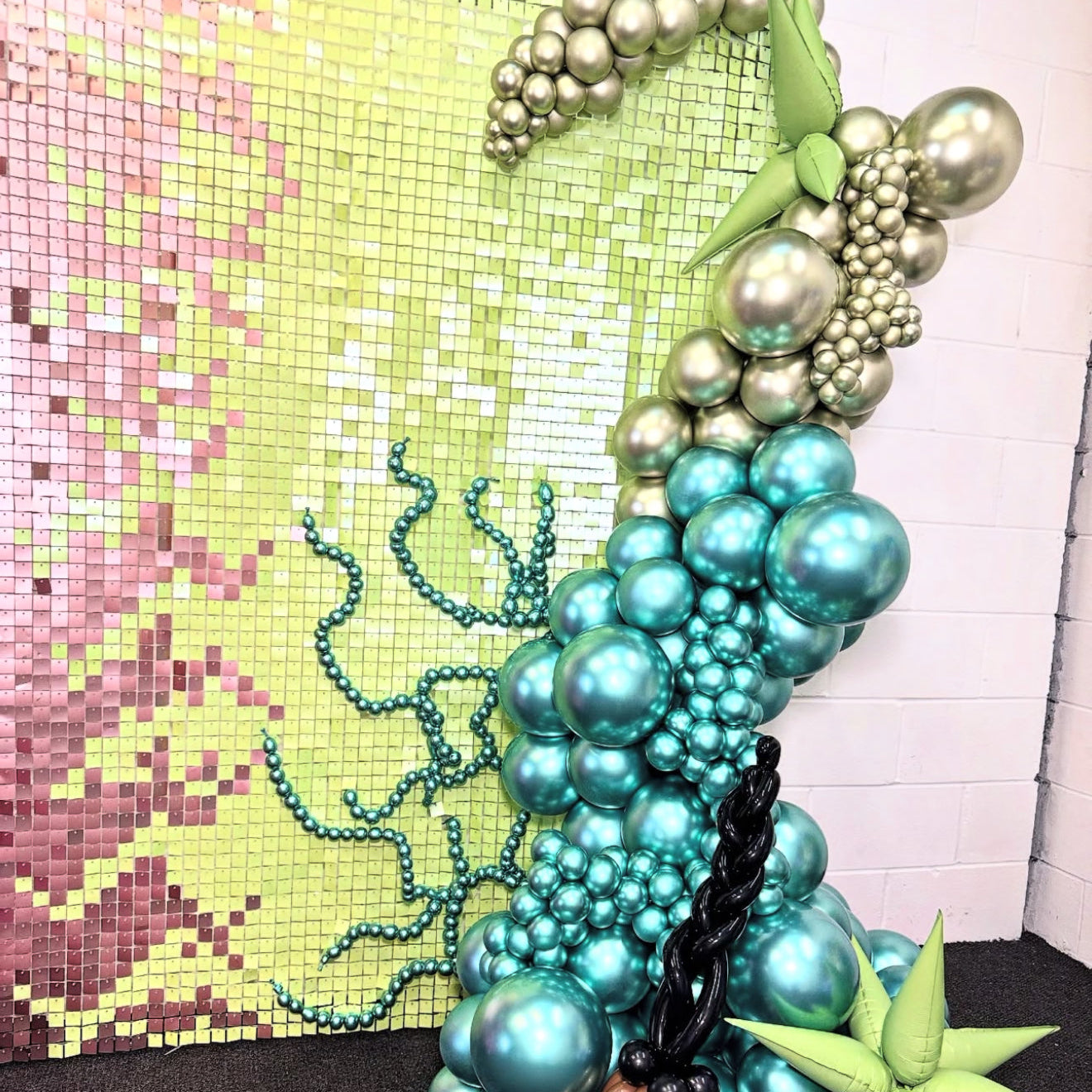 Pink & Green Matte Sequin Wall