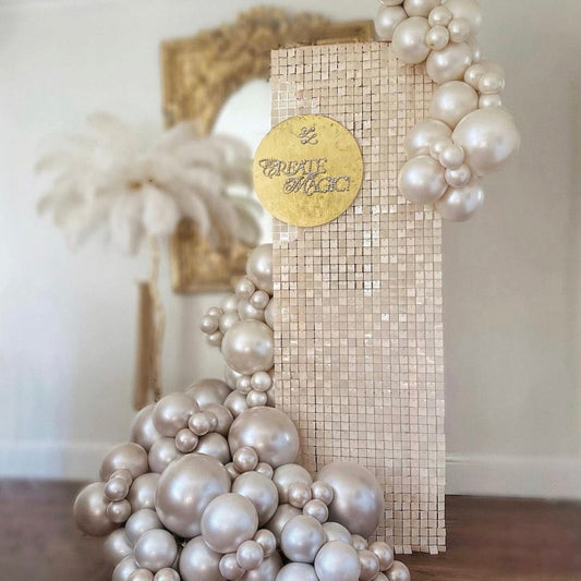 Light Nude Double Layered Sequin Wall - In Stock