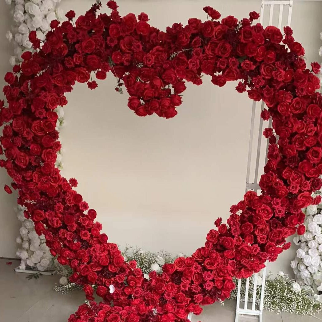 Luxury Deep Red Rose Freestanding Heart With Stand