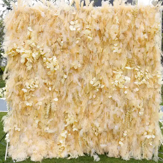 5D Luxury Faux Gold Pampas Wall - Cloth Backed