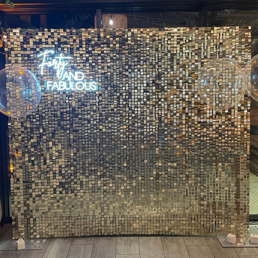 Champagne Gold Shiny Sequin Wall - In Stock