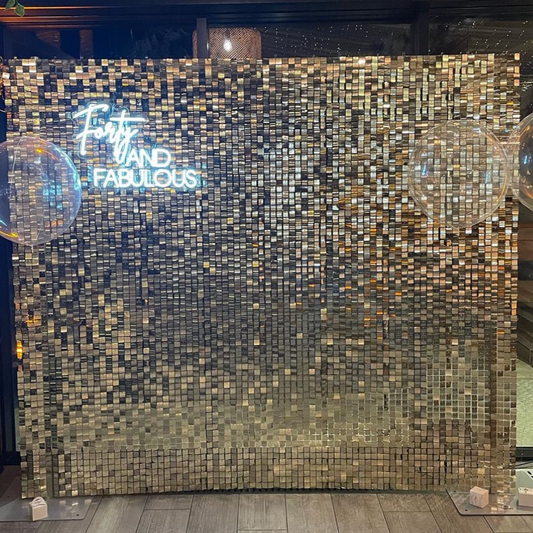 Champagne Gold Shiny Sequin Wall - 64 Panels