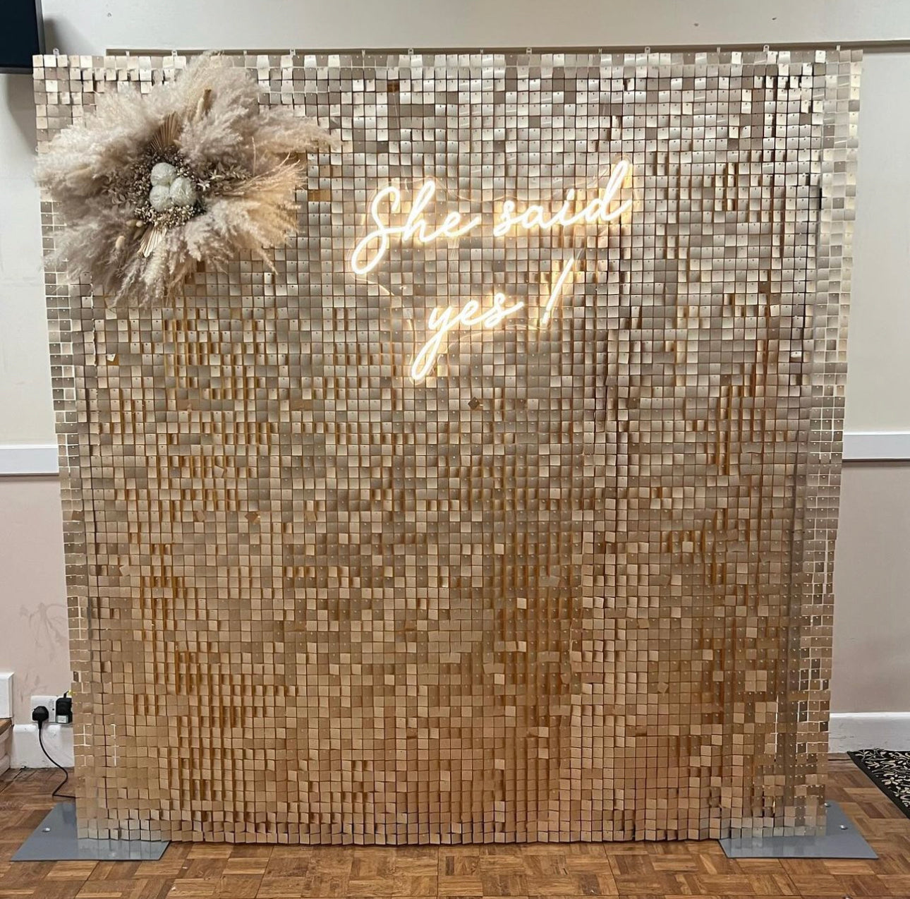 Vanilla Matte Gold Sequin Wall