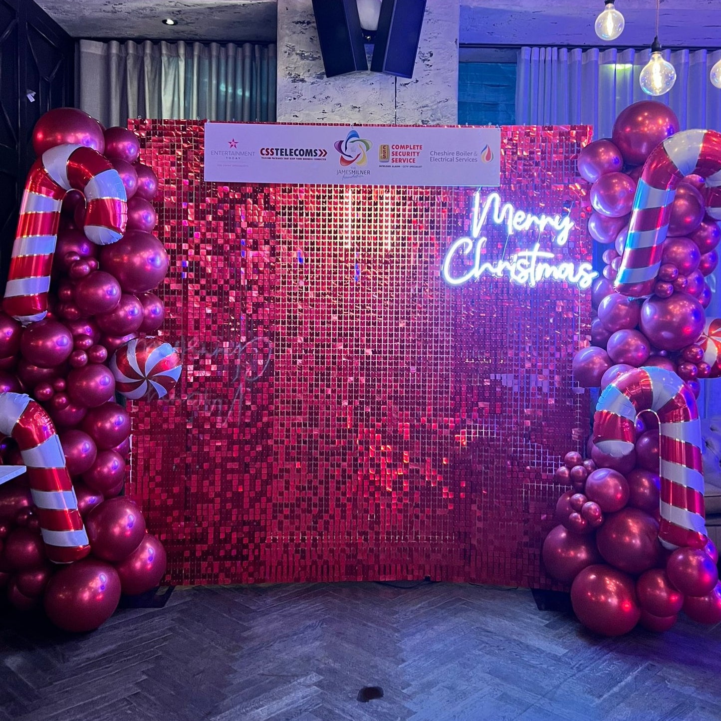 Mirror Red Shiny Sequin Wall - 56 Panels
