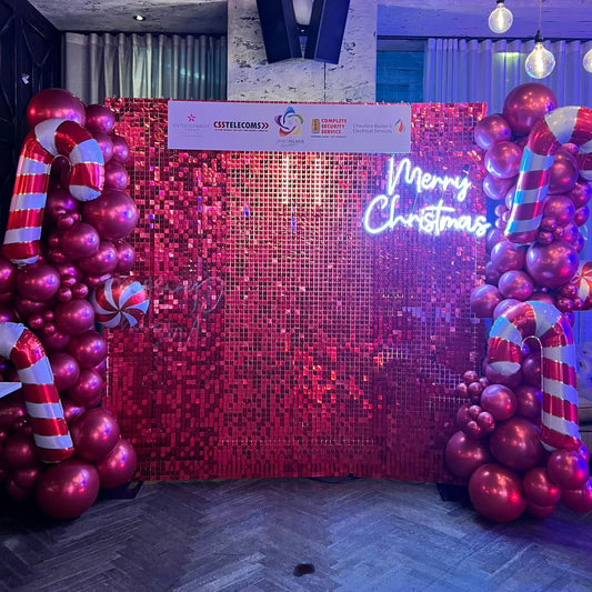Mirror Red Shiny Sequin Wall - 56 Panels