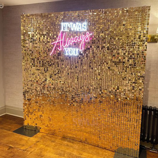 Mirror Light Gold Shiny Sequin Wall