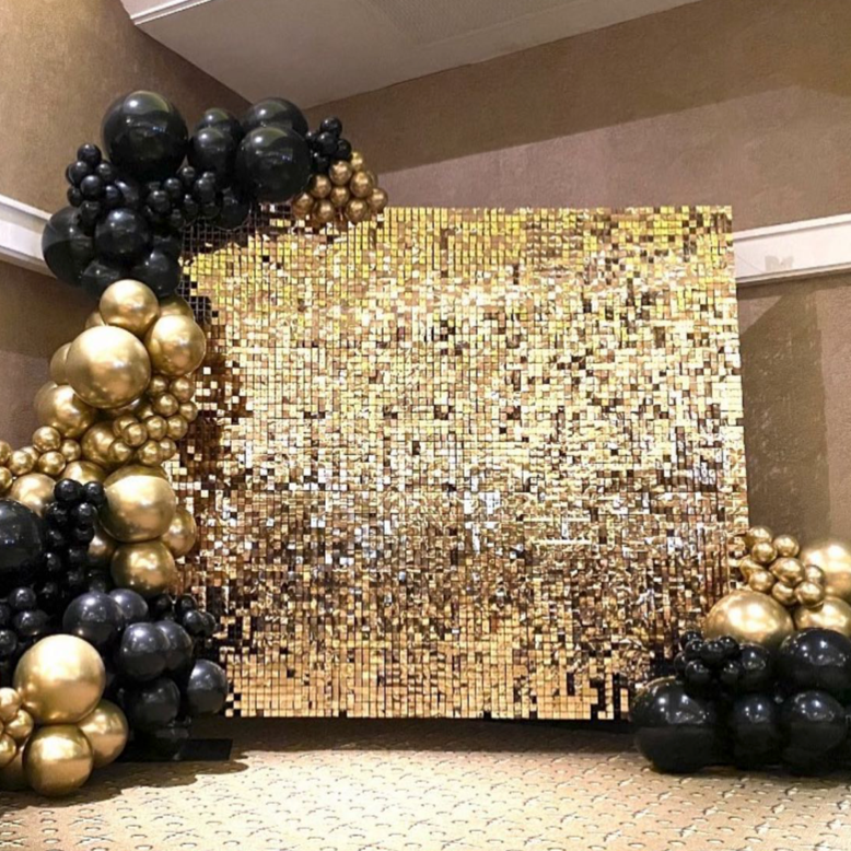 Mirror Light Gold Shiny Sequin Wall