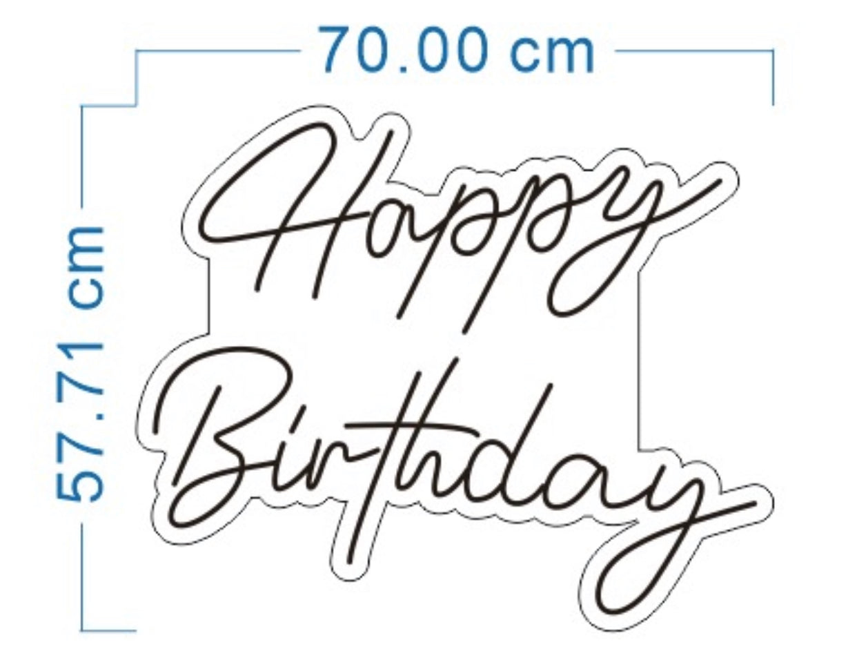 Happy Birthday Neon in Cool White - 2 Lines