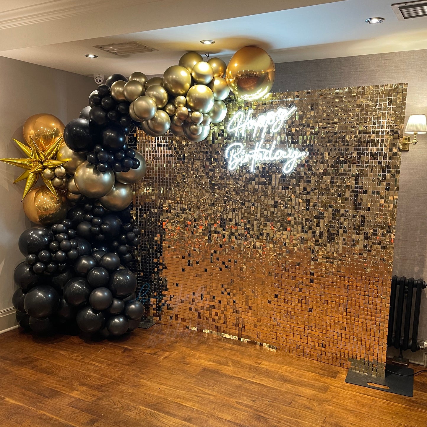 Mirror Light Gold Shiny Sequin Wall