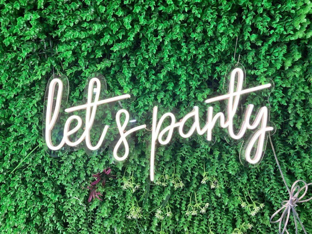 Let's Party Neon Sign in Cool White or Pink - 1 Line