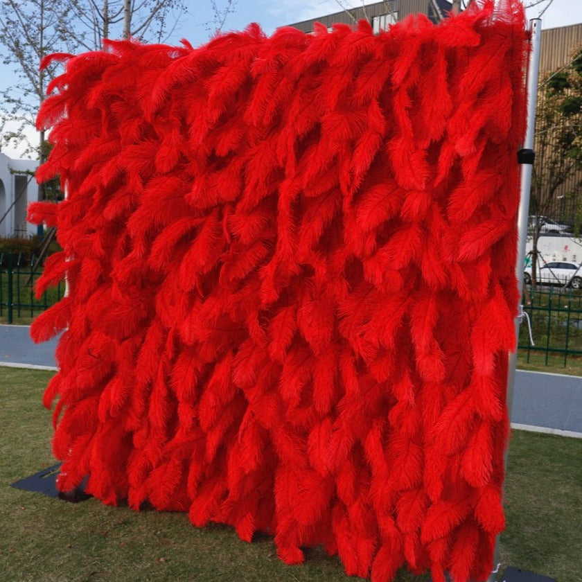 5D Luxury Red Feather Wall - Cloth Backed