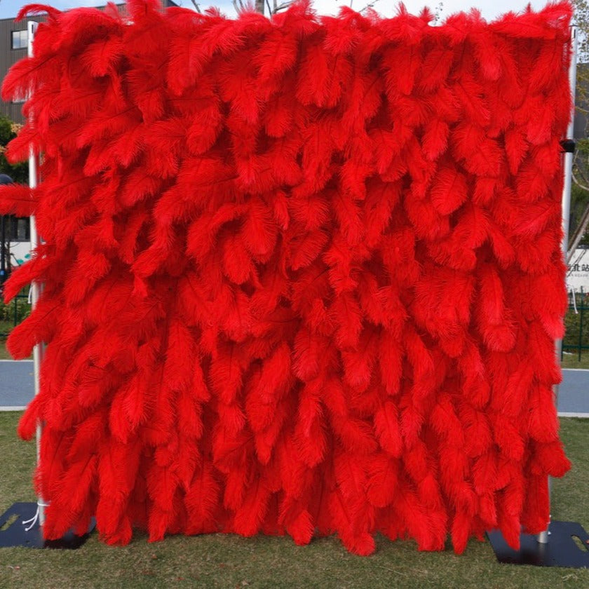 5D Luxury Red Feather Wall - Cloth Backed