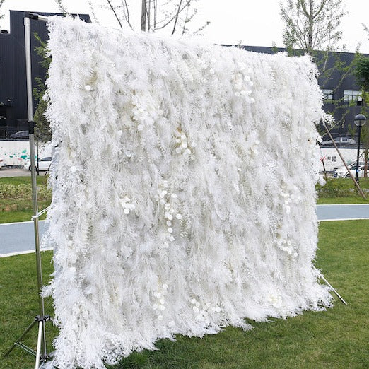 5D Luxury Faux White Pampas Wall - Cloth Backed