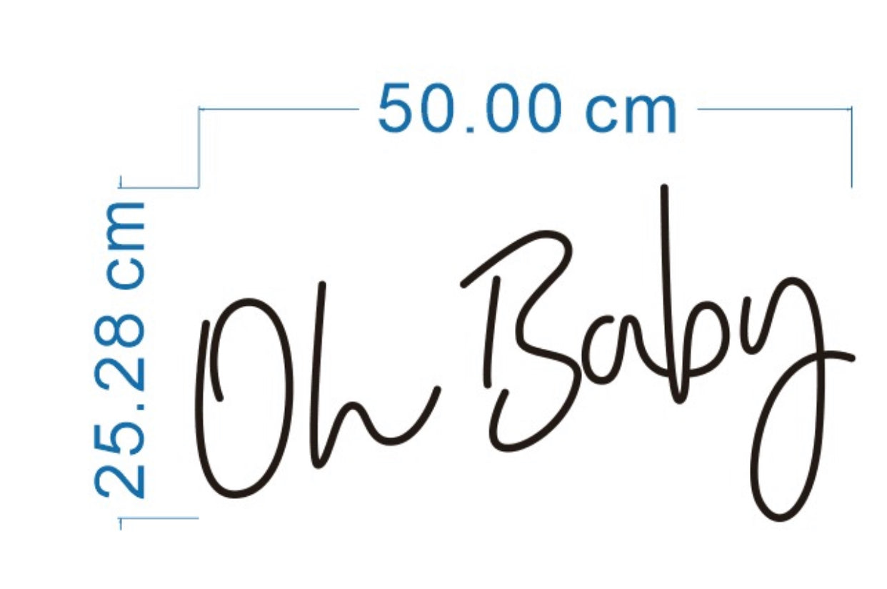 Oh Baby Neon Sign in Cool White