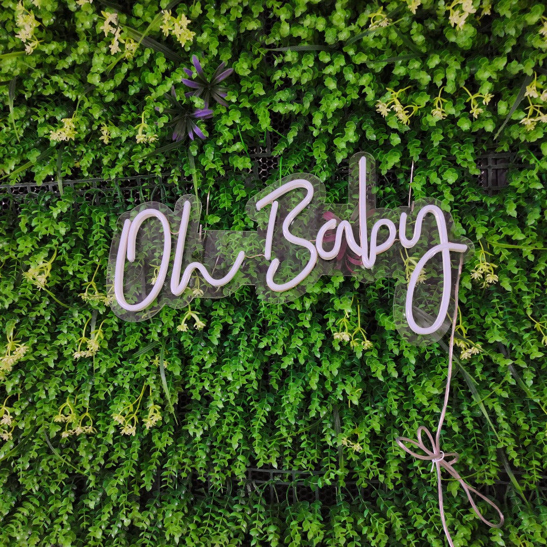 Oh Baby Neon Sign in Cool White