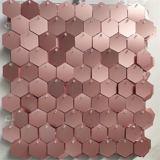 Matte Rose Gold Hexagon Sequin Wall