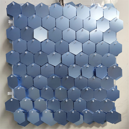 Matte Blue Hexagon Sequin Wall