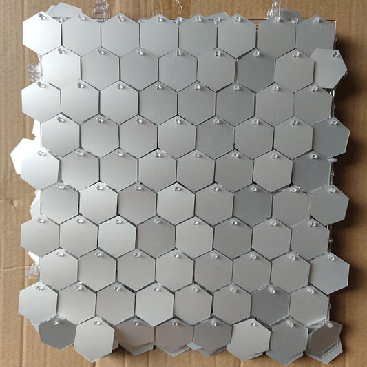 Matte Silver Hexagon Sequin Wall