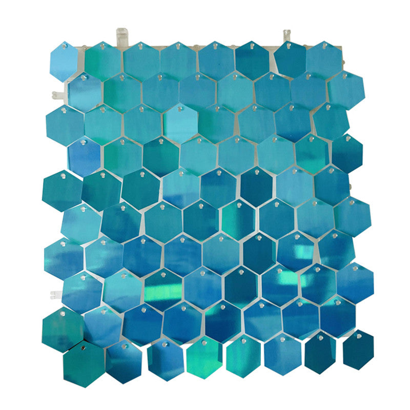 Turquoise Hexagon Sequin Wall