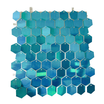 Turquoise Hexagon Sequin Wall