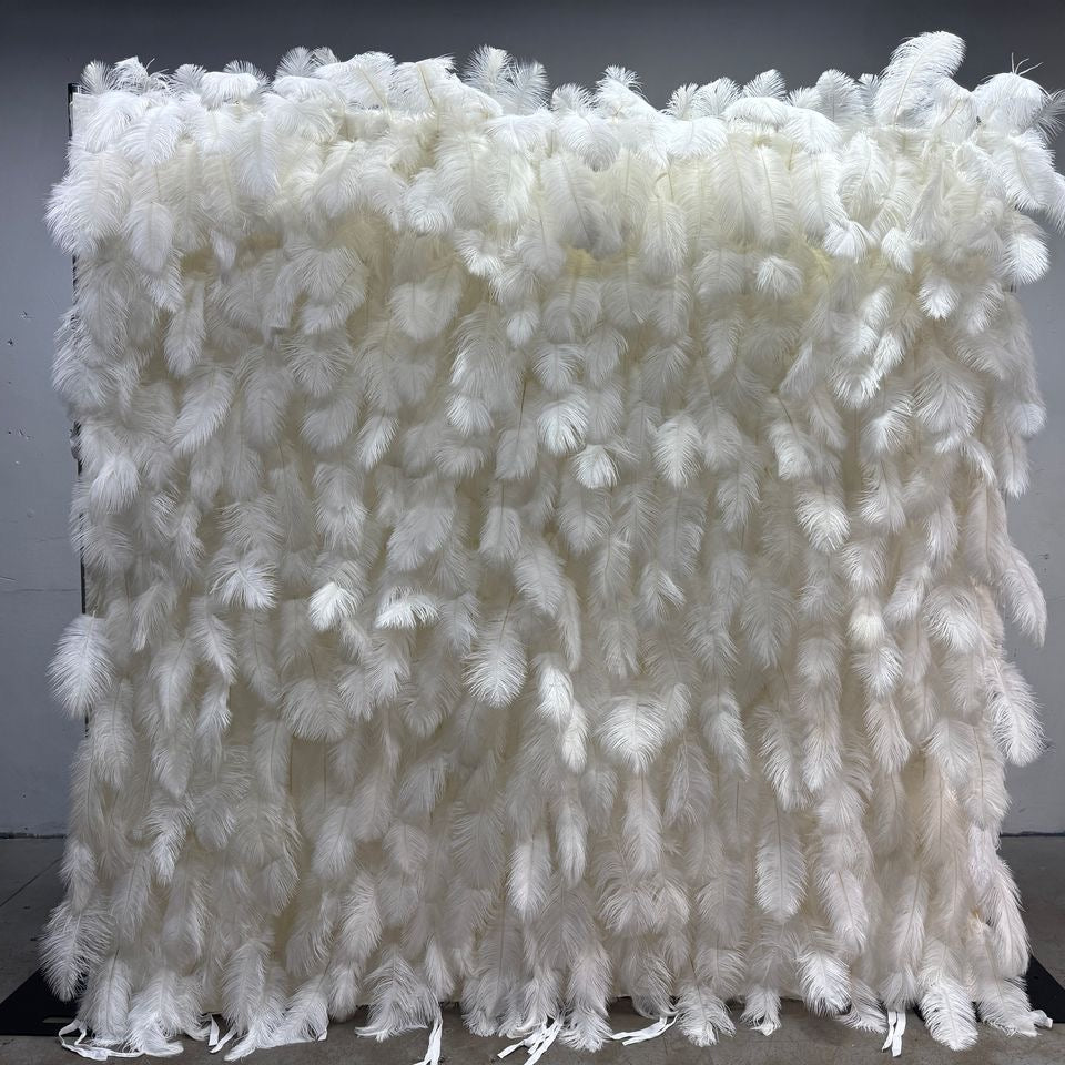 5D Luxury Ivory Feather Wall - Cloth Backed