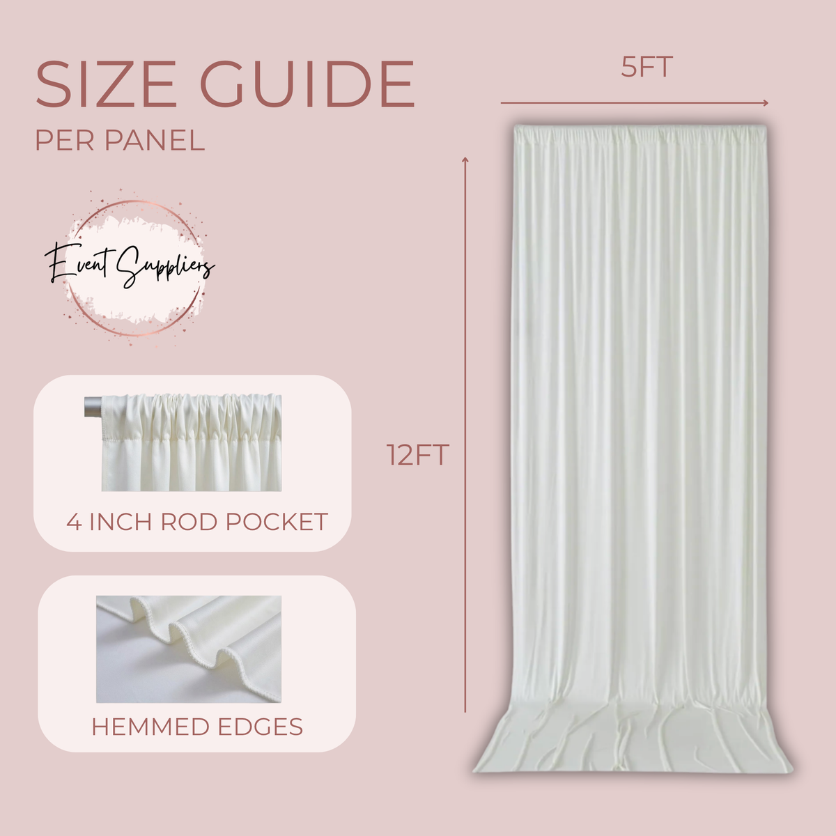 Spandex Stretch Backdrop Drape Panel, 5ft x 12ft