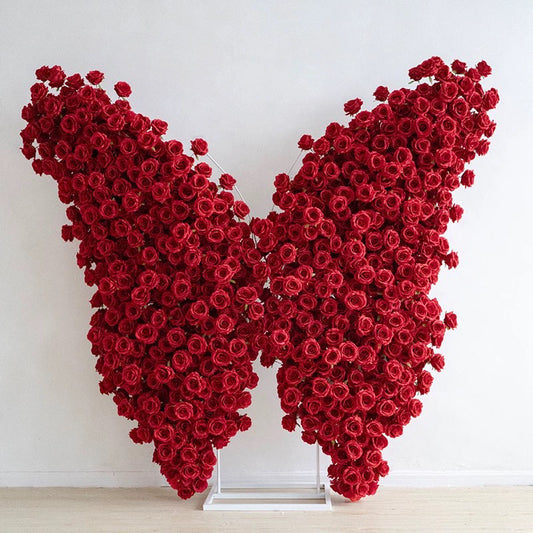 Red Rose Flower Wall Butterfly