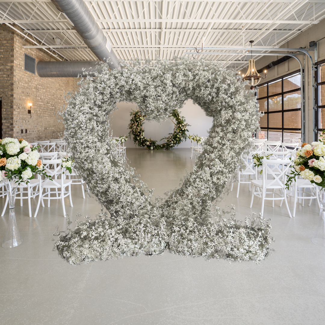 'Baby's Breath' White Freestanding Floral Heart With Stand
