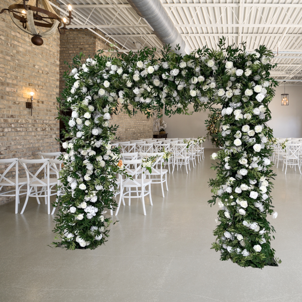 White Rose Floral Luxury Arch With Greenery- 2.4m