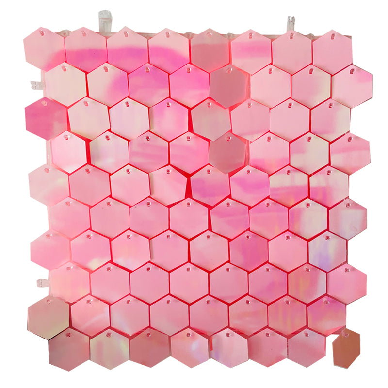 Iridescent Pink Hexagon Sequin Wall