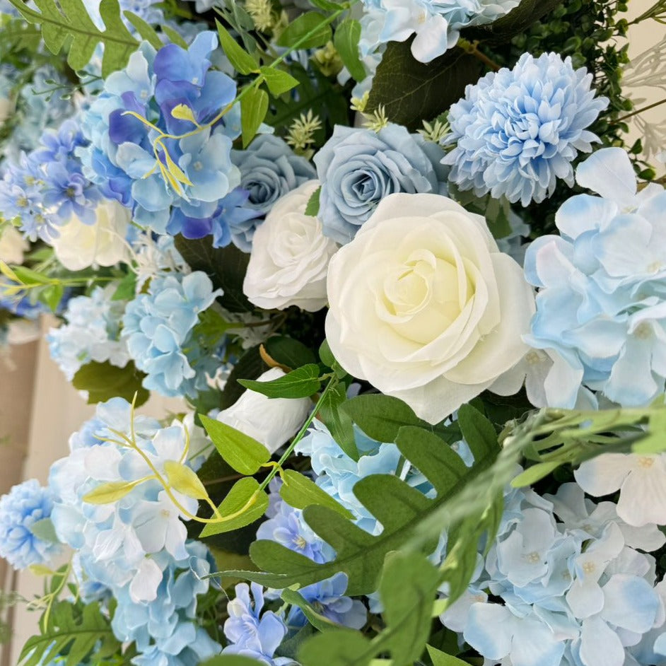 Blue & White Rose Luxury Floral Arch With Greenery - 2.4m