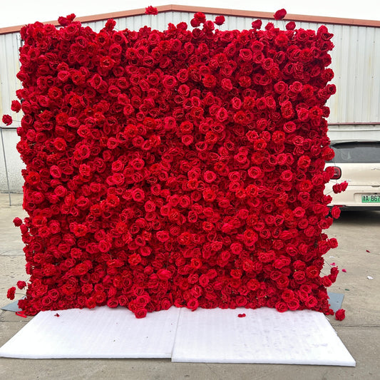 Deep Red Rose Luxury Flower Wall